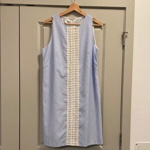 London Times Blue and Cream Patterned Mini Dress